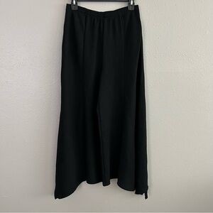 ic By Connie K Flowy Wide Leg Elastic Waist Pants Size S Black Textured Stripe